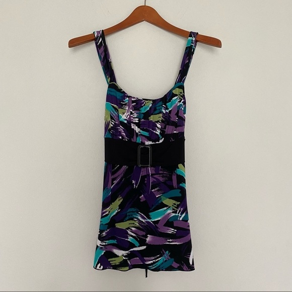 Iz Byer tank top belt empire waist large black - Picture 2 of 12